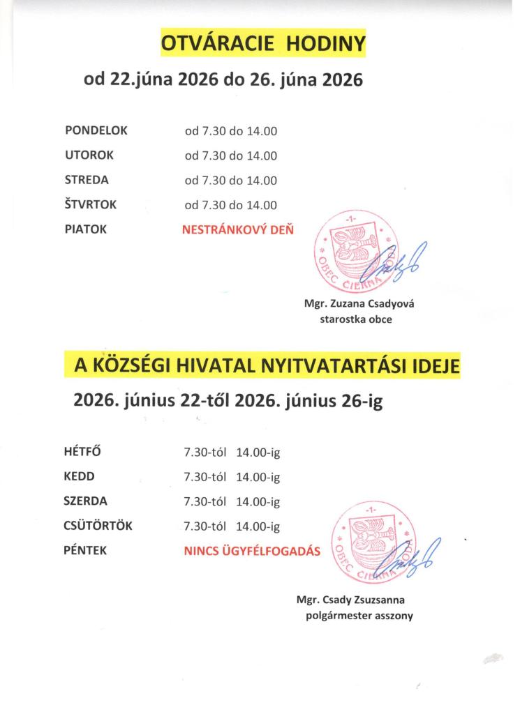 Otváracie hodiny