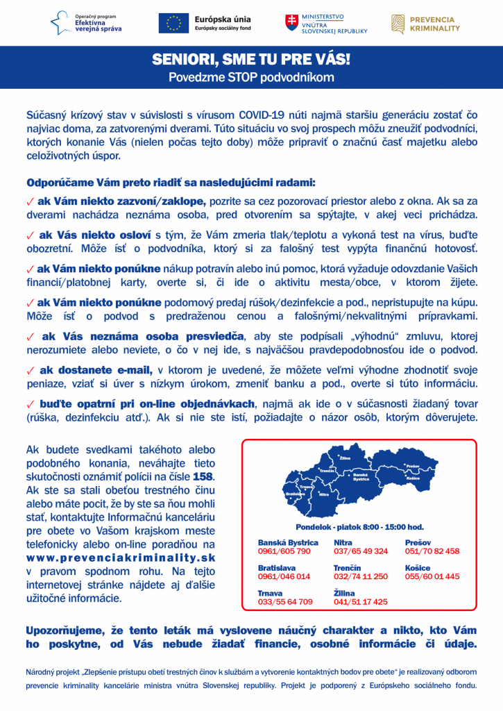 Seniori - Odbor prevencie kriminality